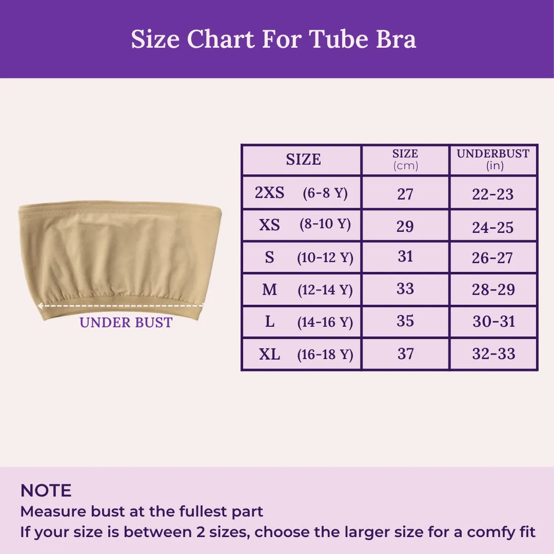 Size Chart For Teen Tube Bra 