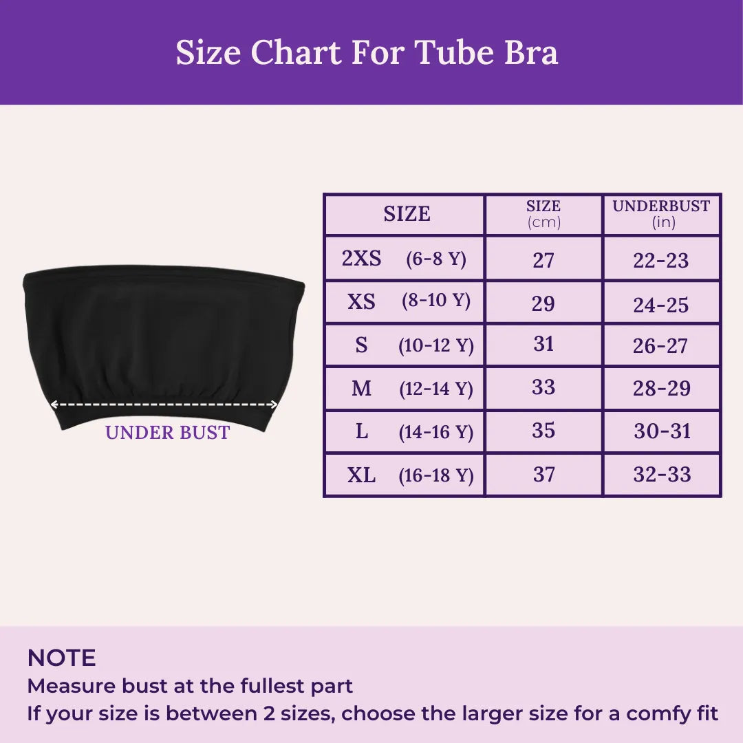 Size Chart For Teen Tube Bra