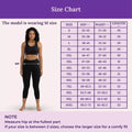 Size Chart For 3/4 Cotton Leggings Black