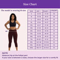 Size Chart For 3/4 Cotton Leggings