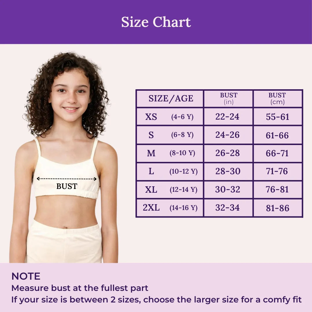 Size Chart For Adira Bra For Teens 