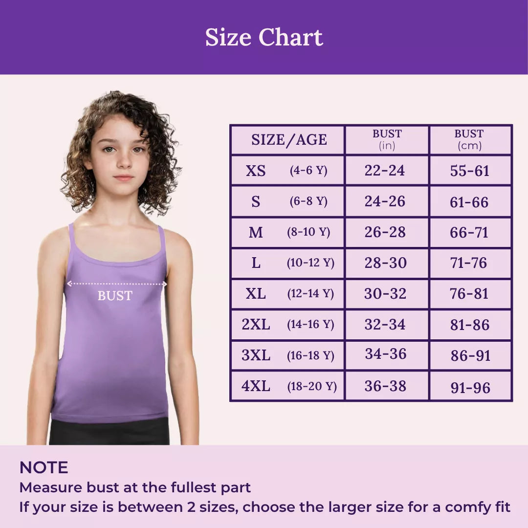 Size Chart For Adira Cotton Camisoles