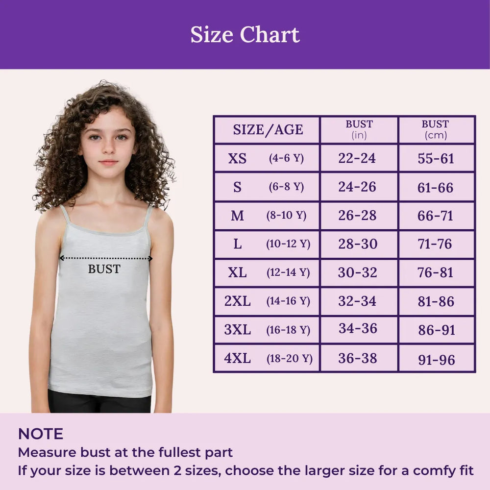 Size Chart For Adira Padded Camisole Top