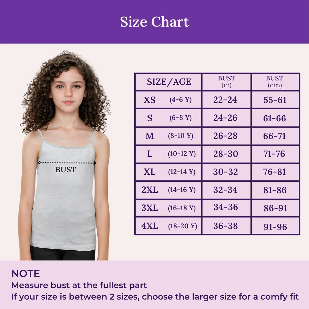 Size Chart For Adira Padded Camisole Top
