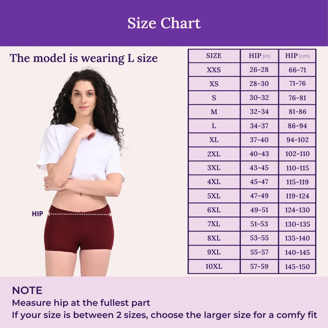 Size Chart For Boyshorts