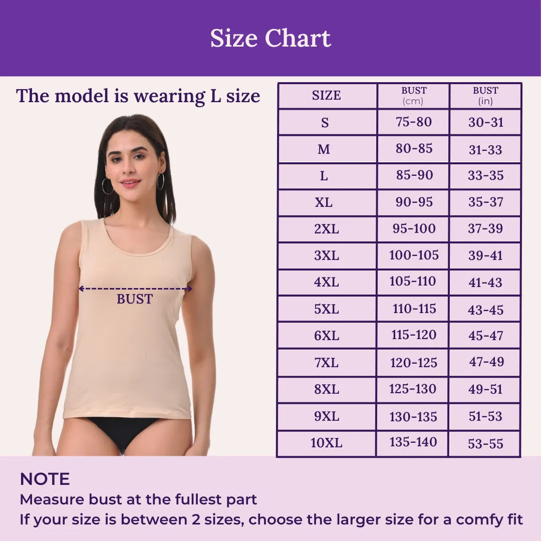 Size Chart For Camisole Wider Strap