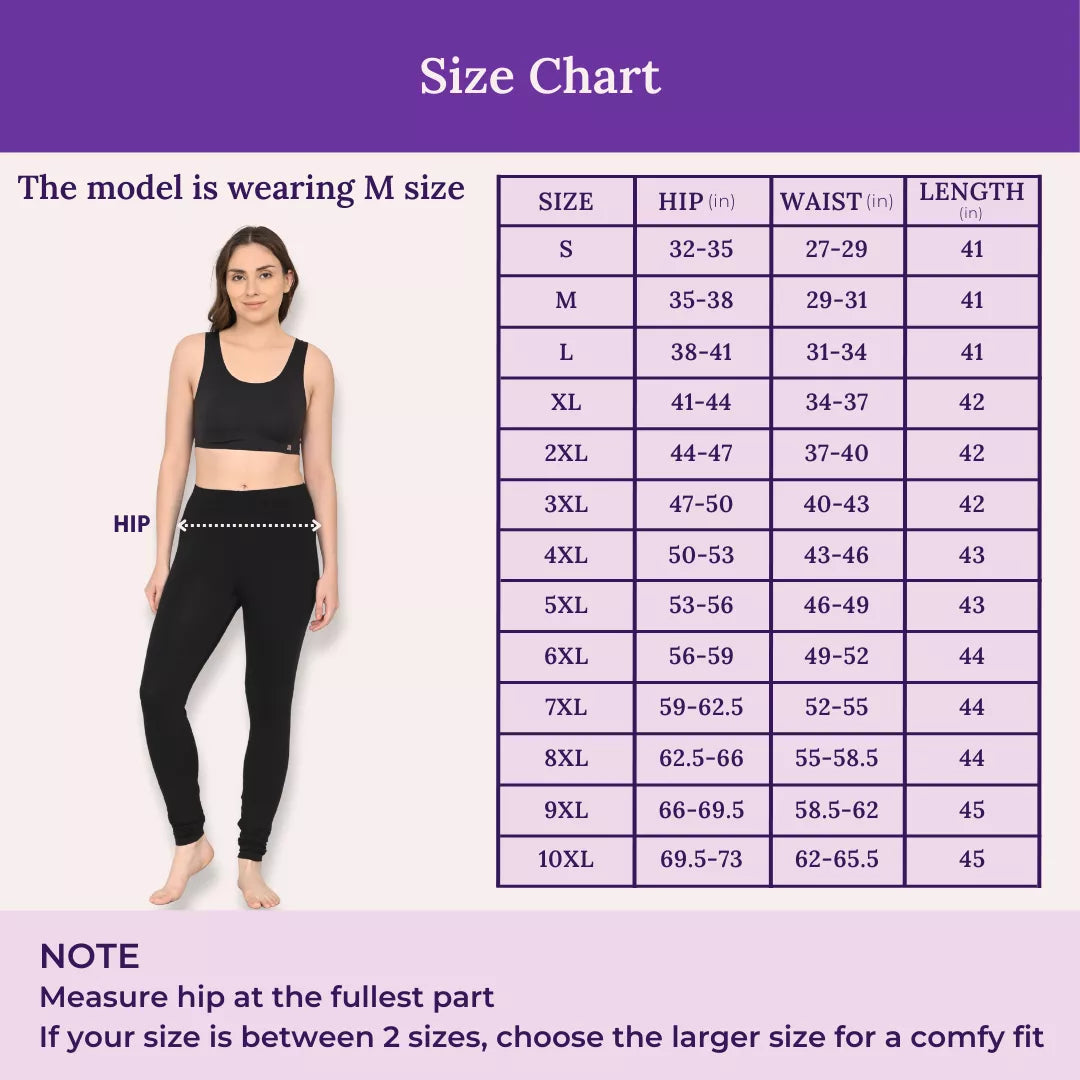 Size Chart For Churidar Leggings Black