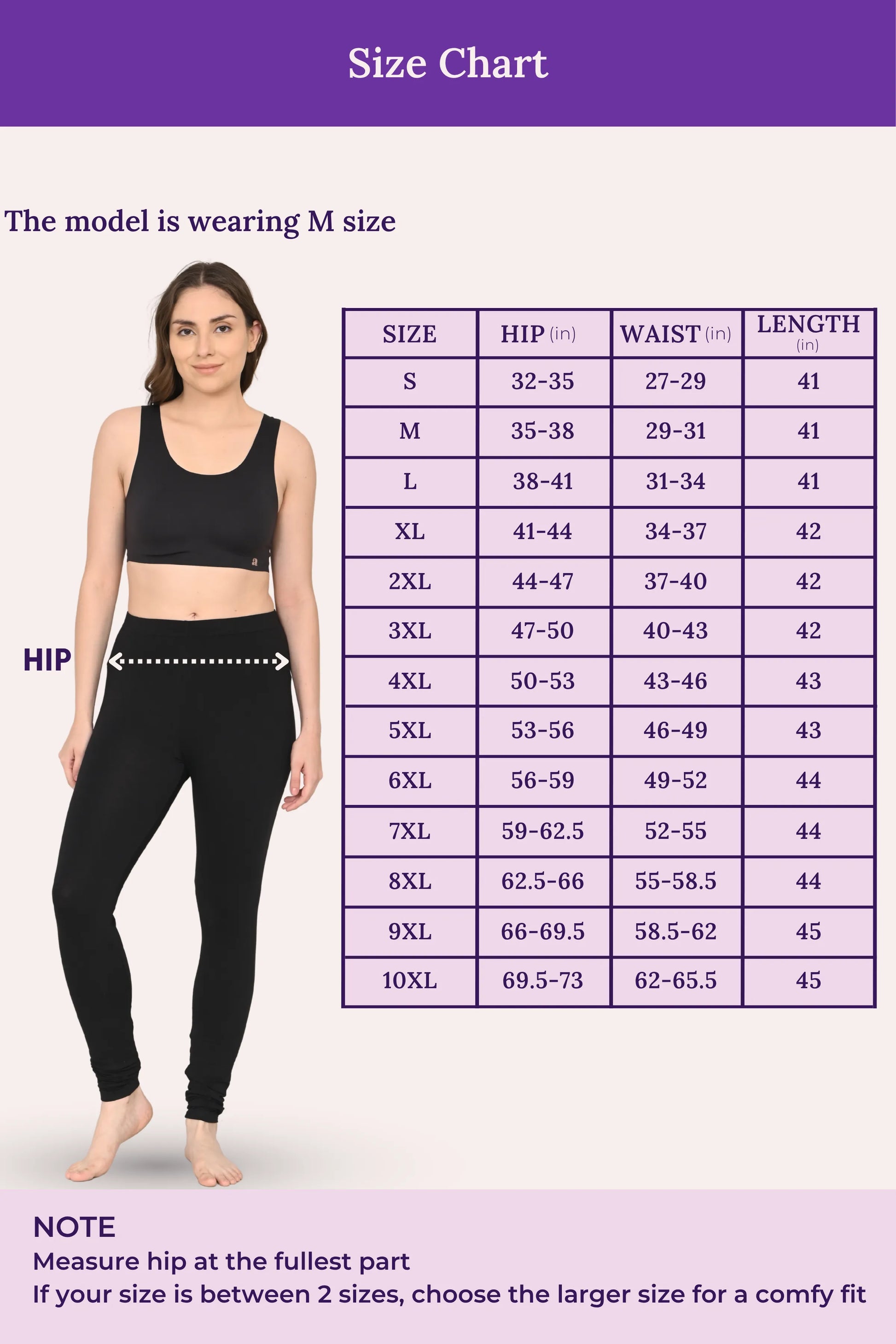 Black churidar leggings size guide for women