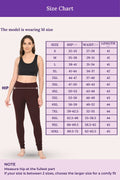 Size chart for women's brown churidar leggings