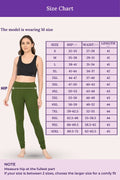 Size guide for girls' green churidar leggings