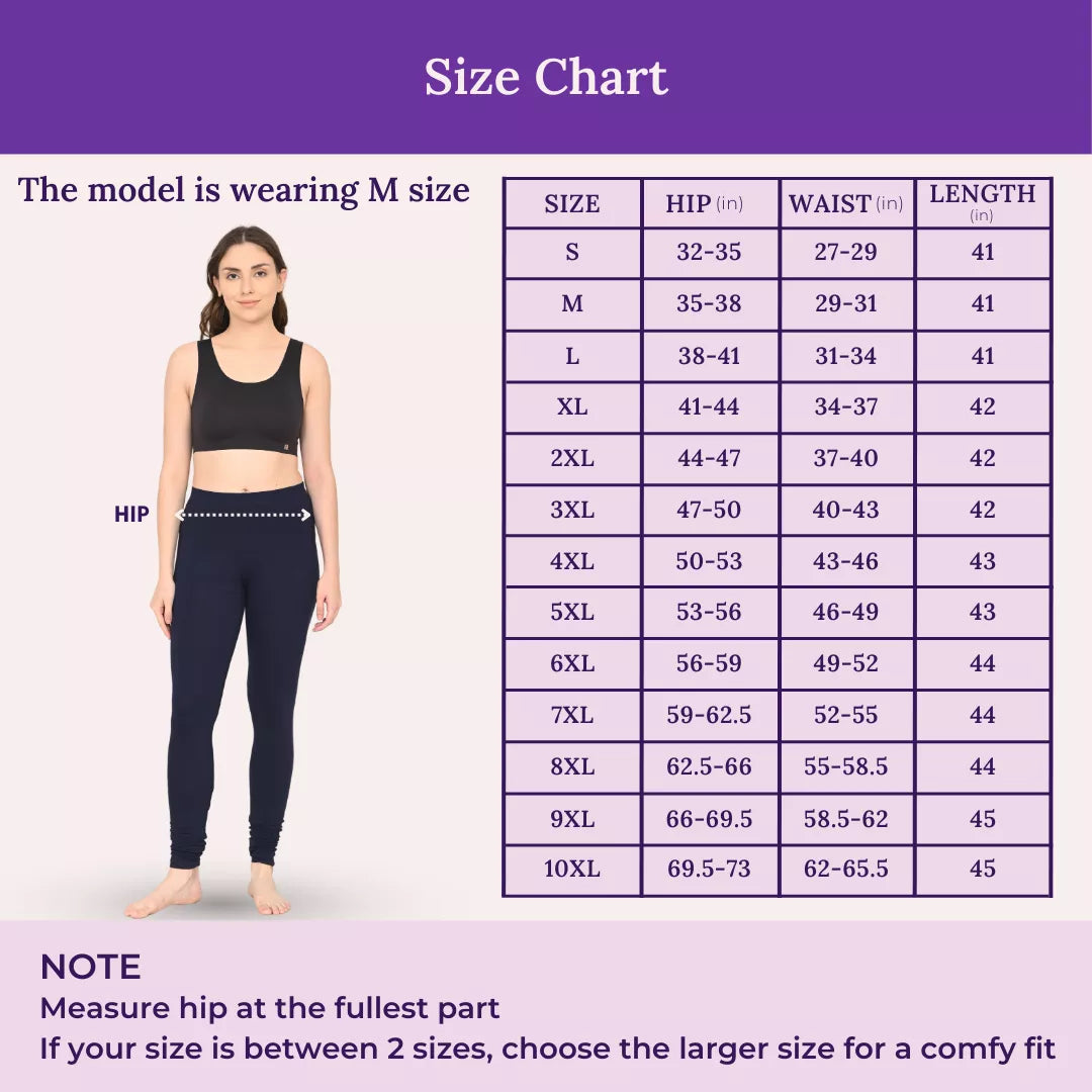 Size Chart For Churidar Leggings Navy Blue