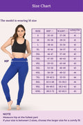 Size guide for women's royal blue churidar leggings