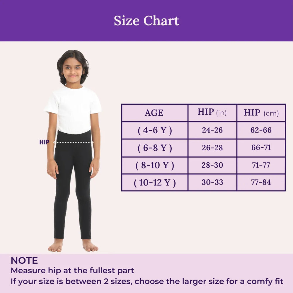 Size Chart For Cotton Leggings-Black