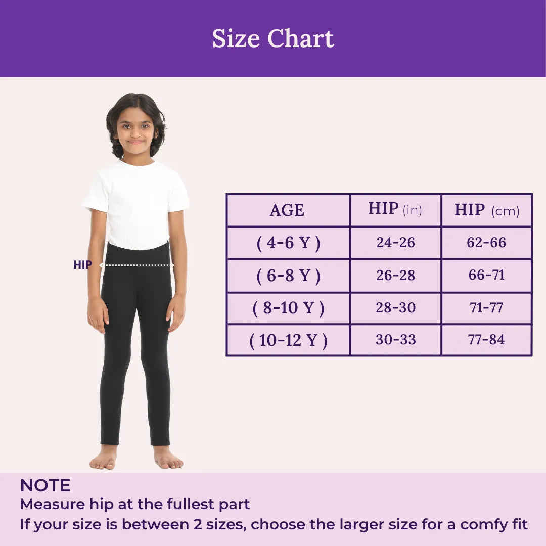 Size Chart For Cotton Leggings-Black