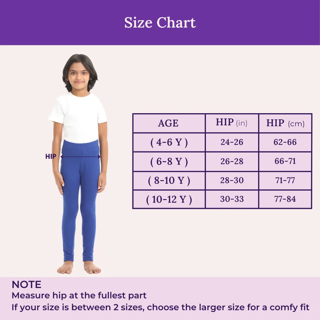 Size Chart For Cotton Leggings-Blue