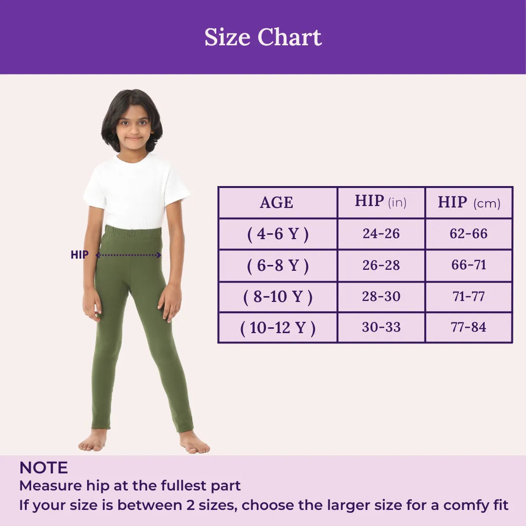 Size Chart For Cotton Leggings-Green