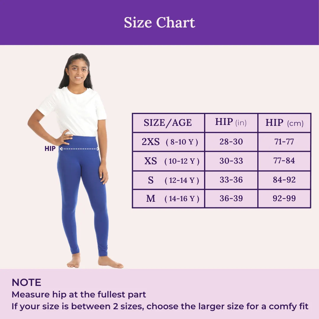 Size Chart For Cotton Leggings-Blue