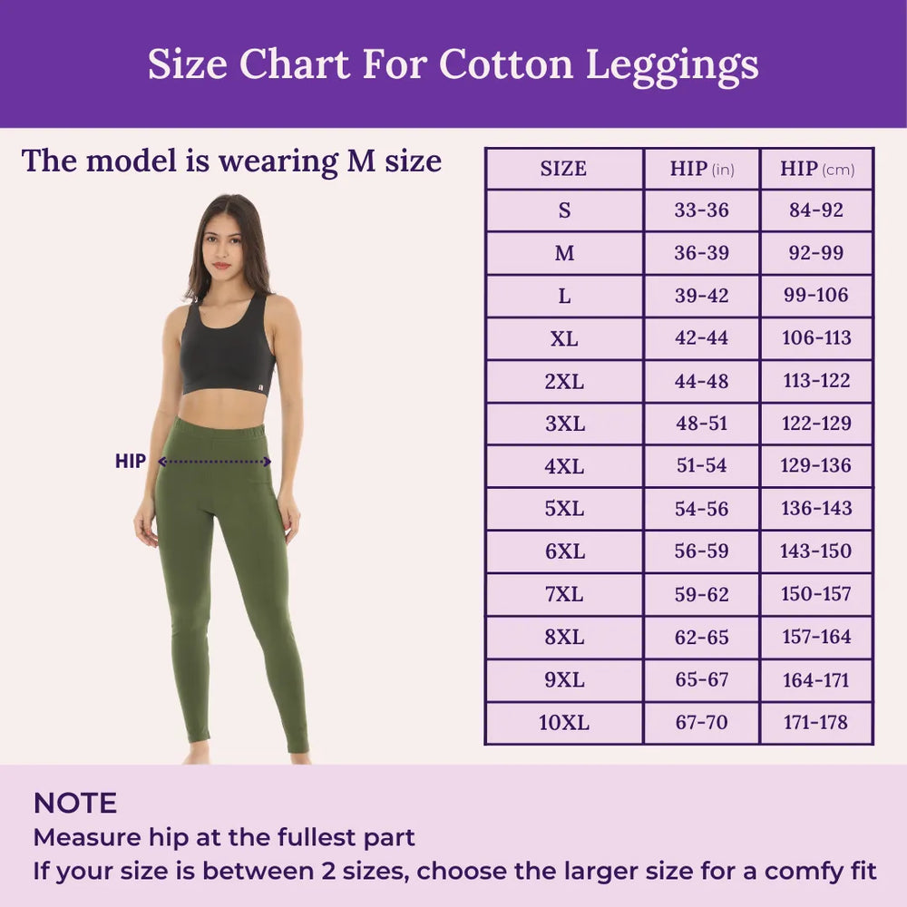 Size Chart For Cotton Leggings - Green