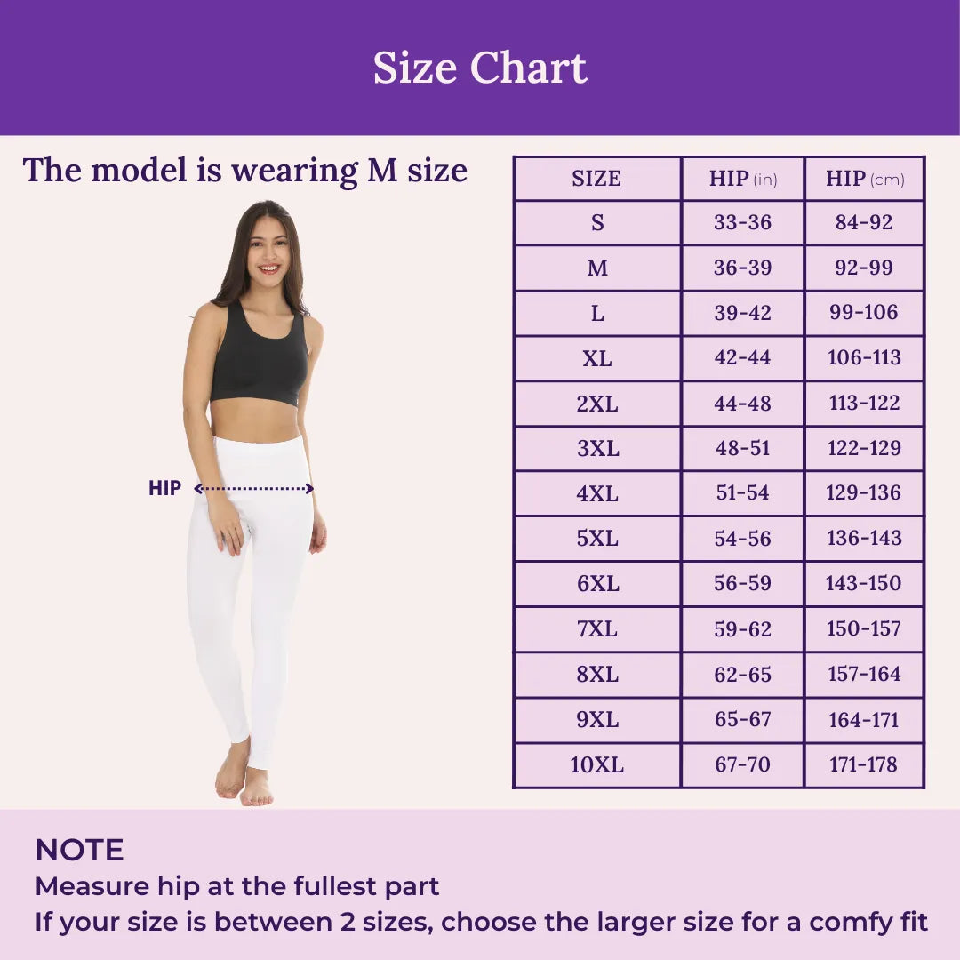 Size Chart For Leggings White