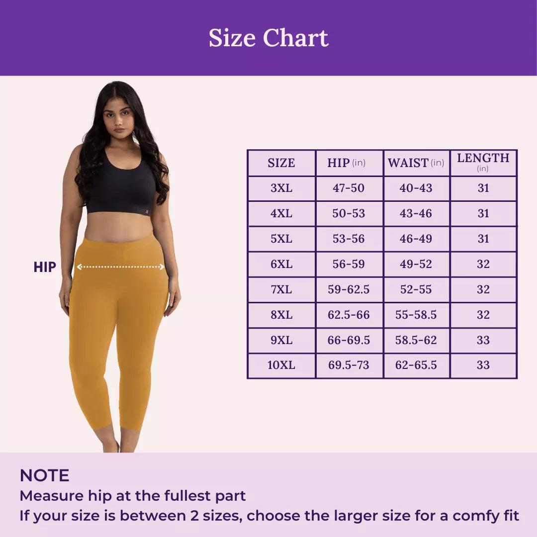Size Chart For Cropped Leggings For Plus Size Caramel