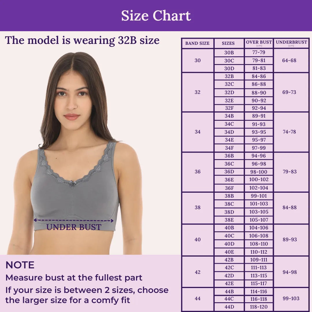 Size Chart For Daily Bliss Bra
