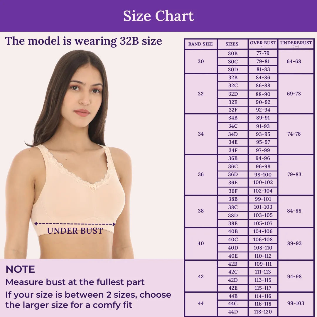 Size Chart For Daily Bliss Bra