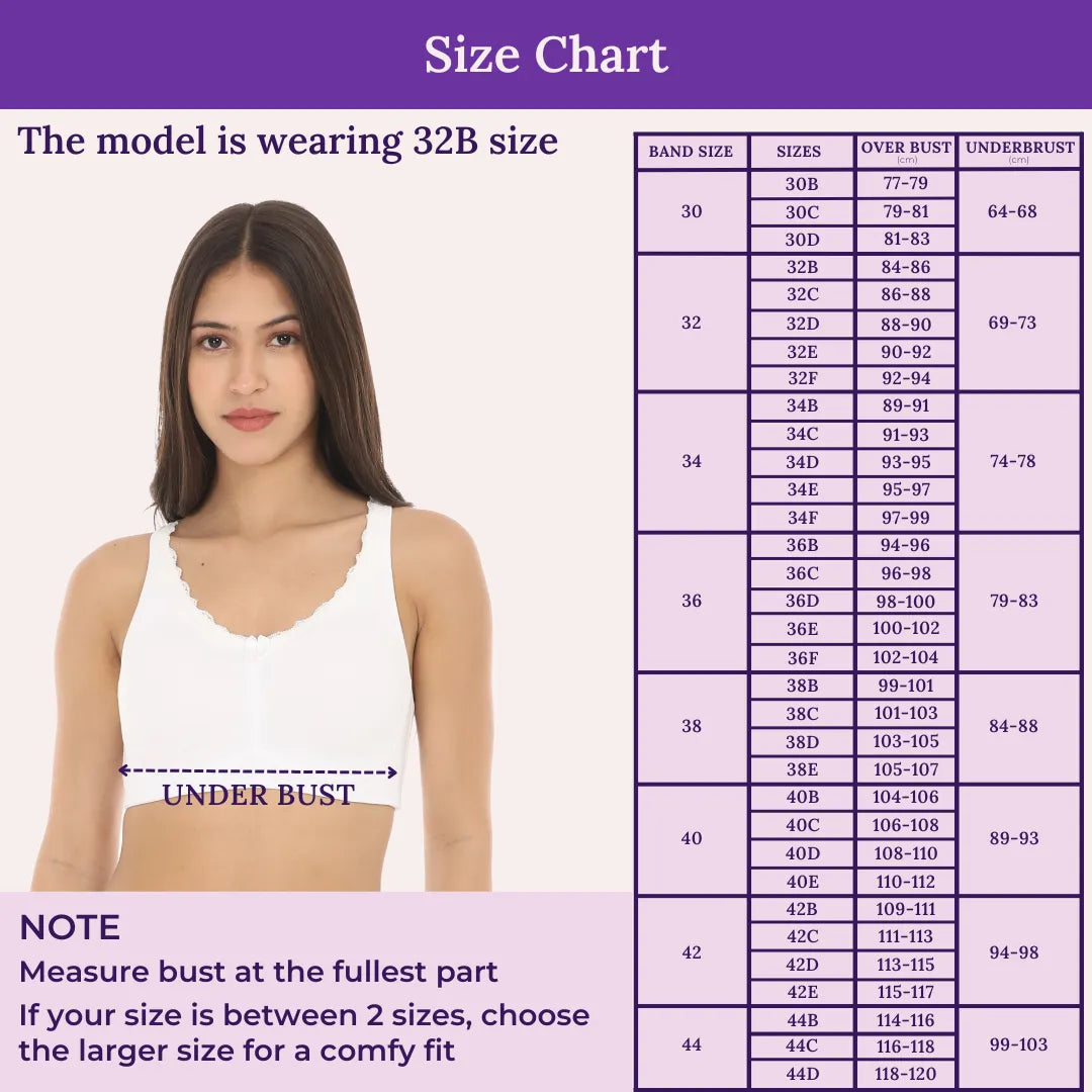 Size Chart For Daily Bliss Bra