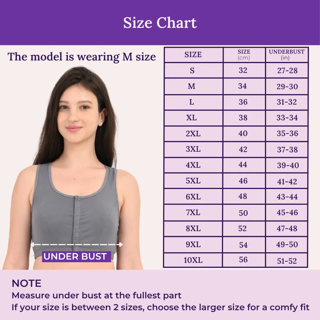 Size Chart For Front Open Bra