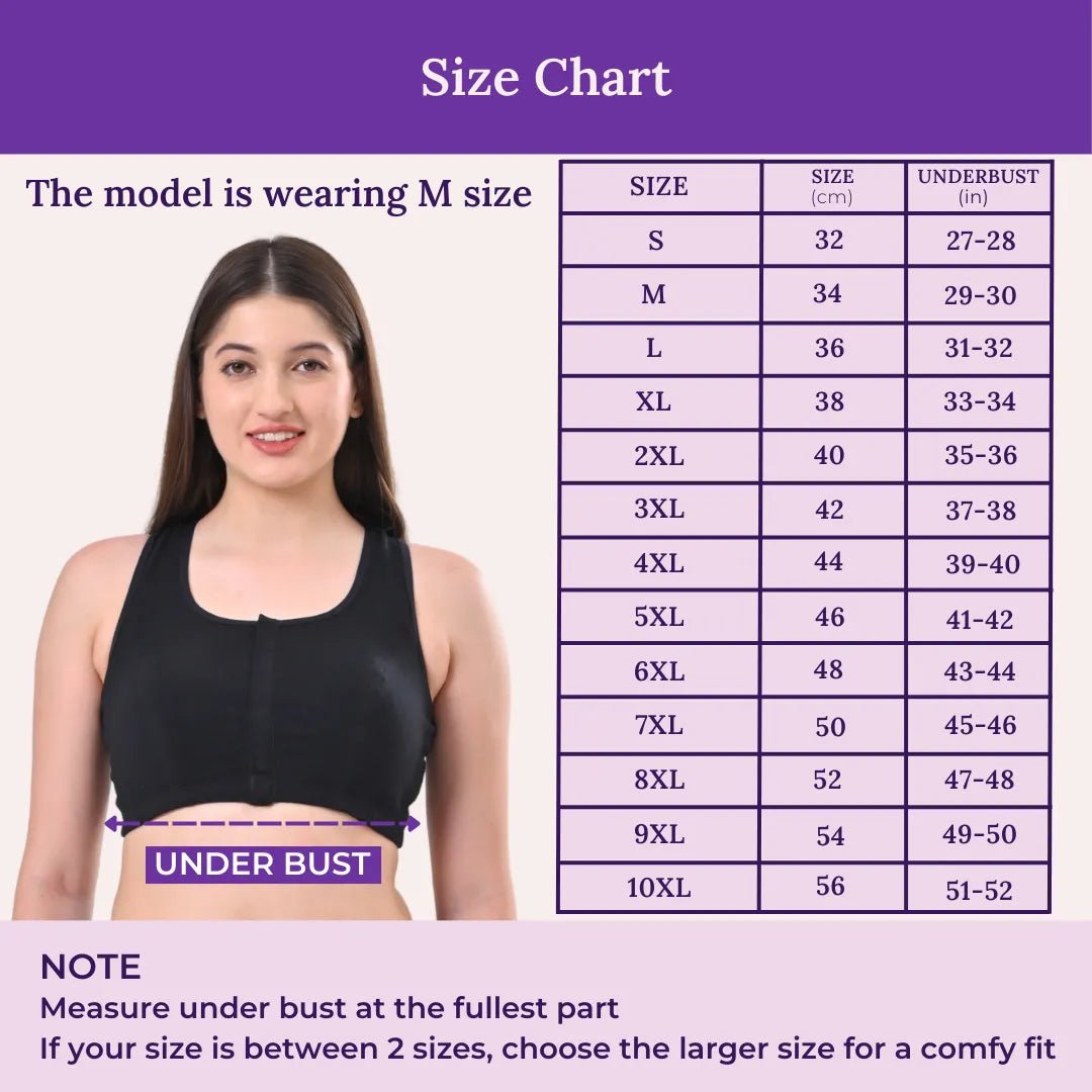 Size Chart For Front Open Bra
