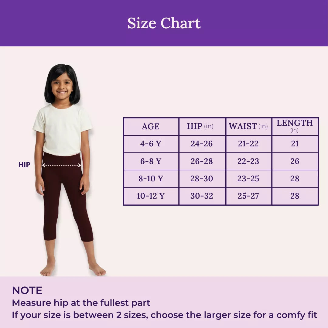 Size Chart For Girl Cropped Leggings Brown