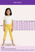 size chart for girls cropped leggings - yellow color