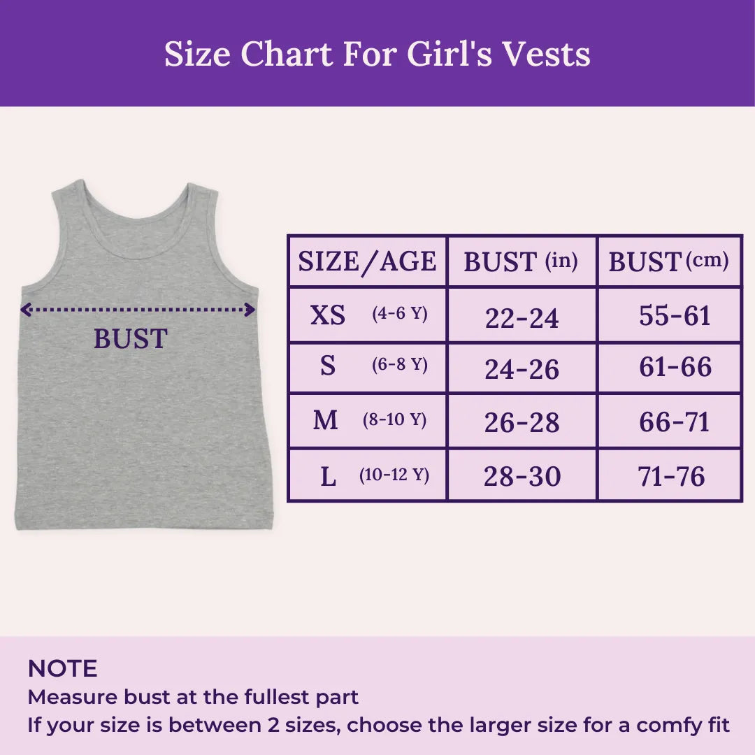 Size Chart For Girl's Vests