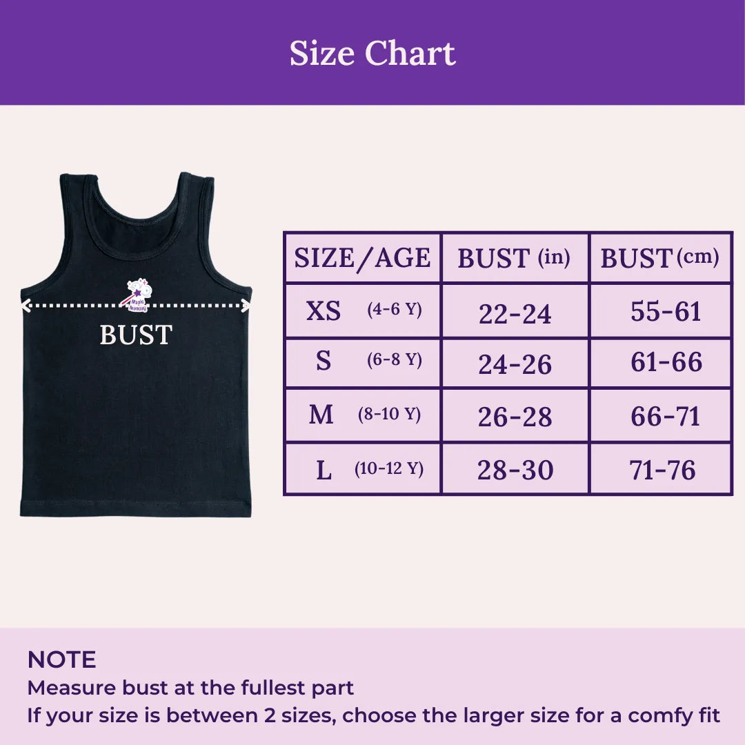 Size Chart For Girl's Vests