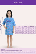 A size chart model wearing the dress on the left and a measurement table on the right.