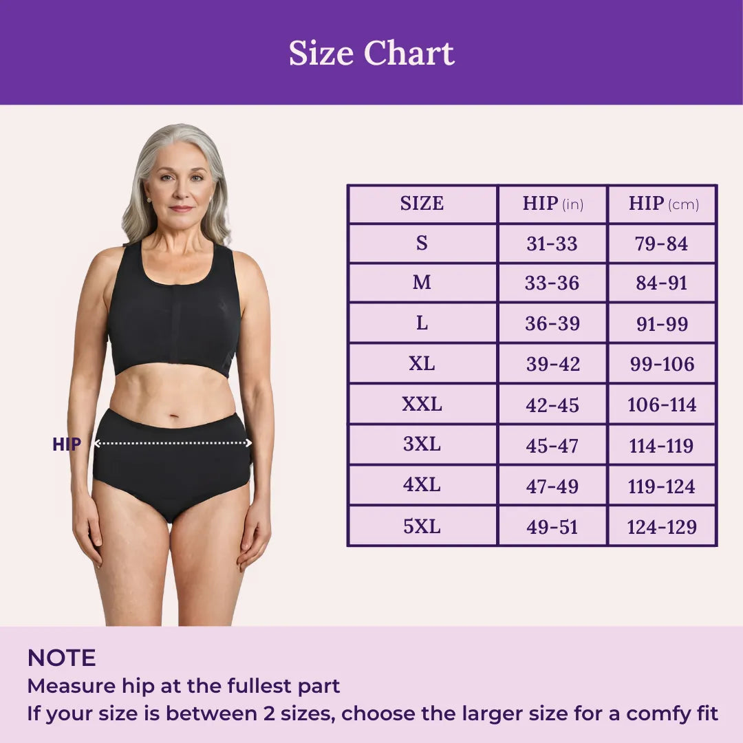 Size Chart For High Waist Cotton Panties