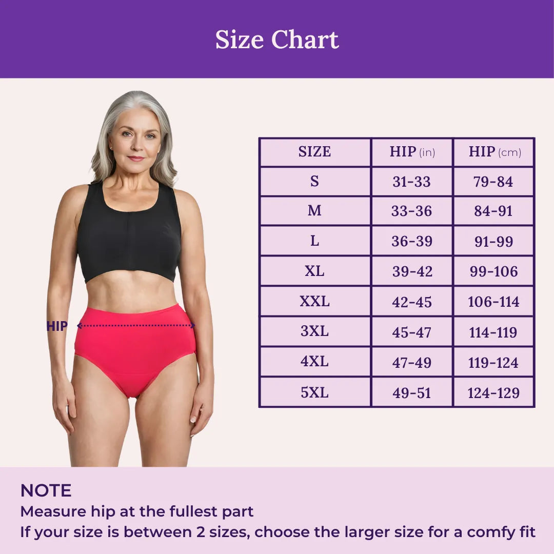 Size Chart For High Waist Cotton Panties