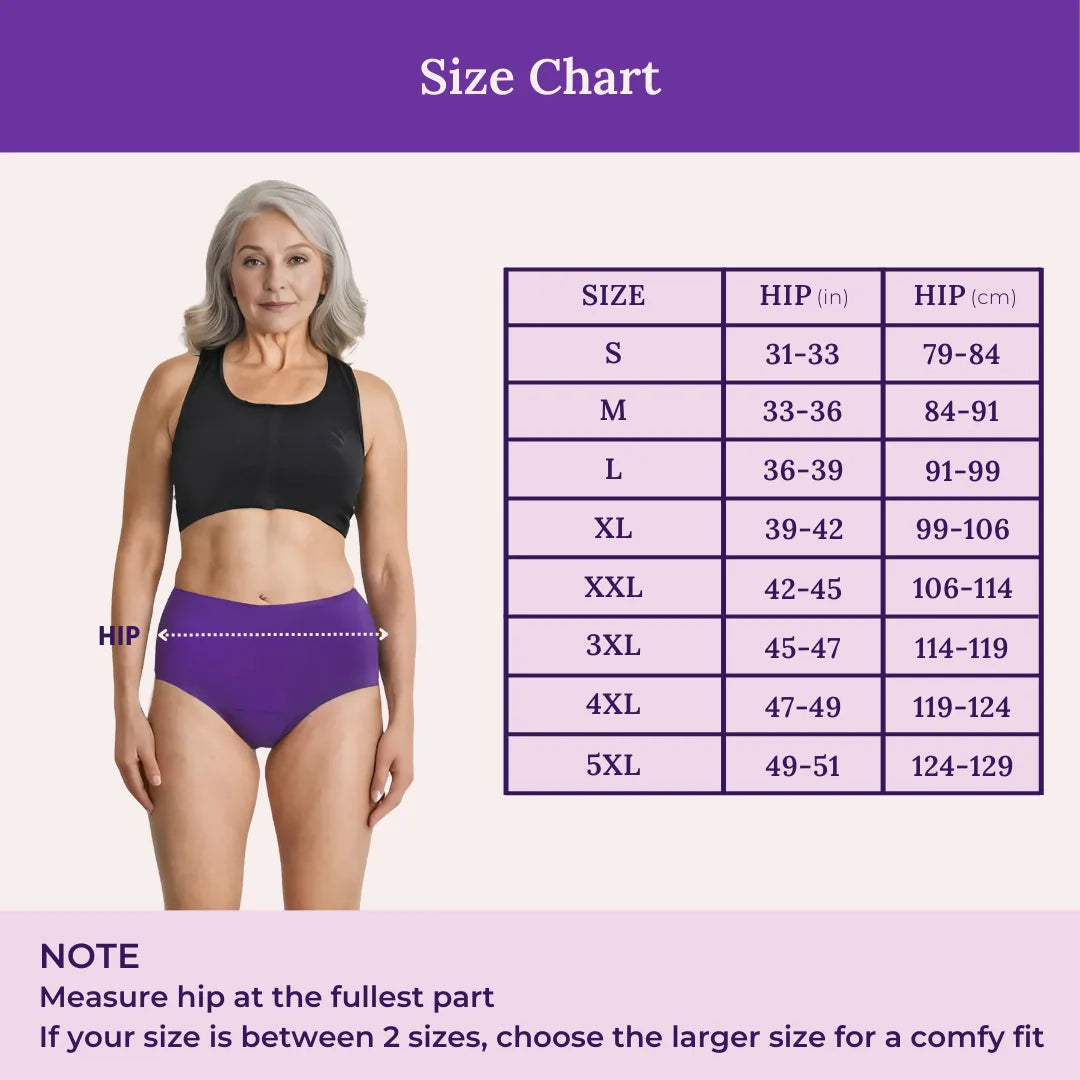 Size Chart For High Waist Cotton Panties