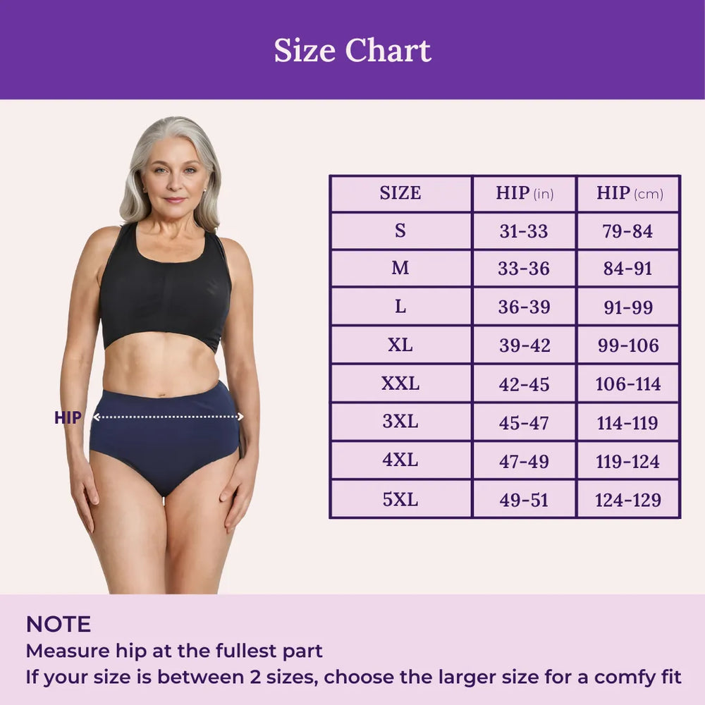 Size Chart For High Waist Cotton Panties