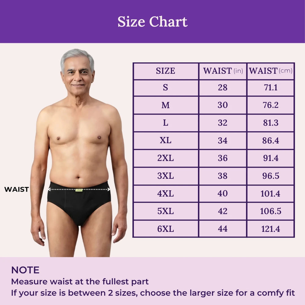 Size chart for Incontinence Men briefs