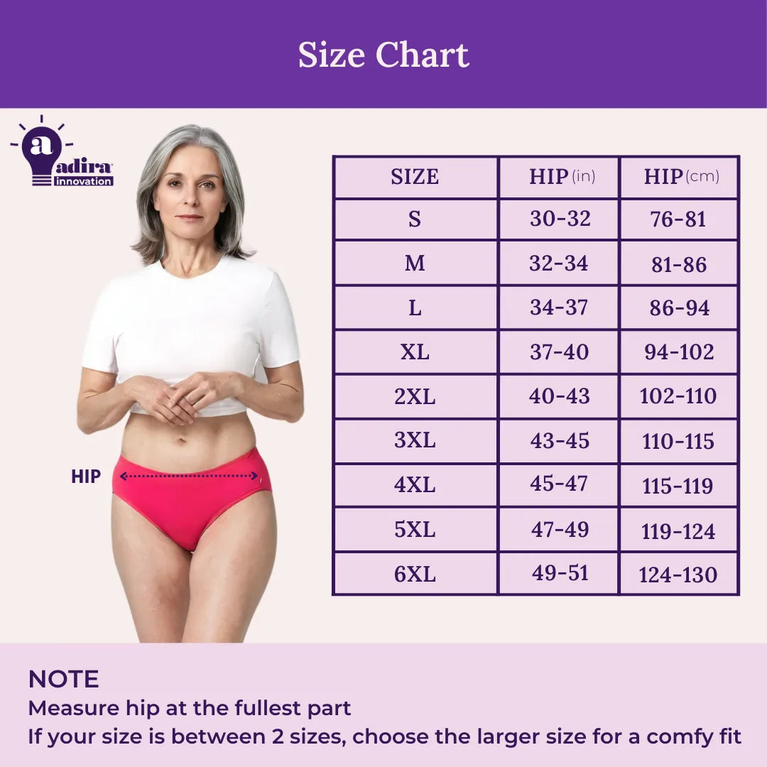 Size Chart For Incontinence Women Panties