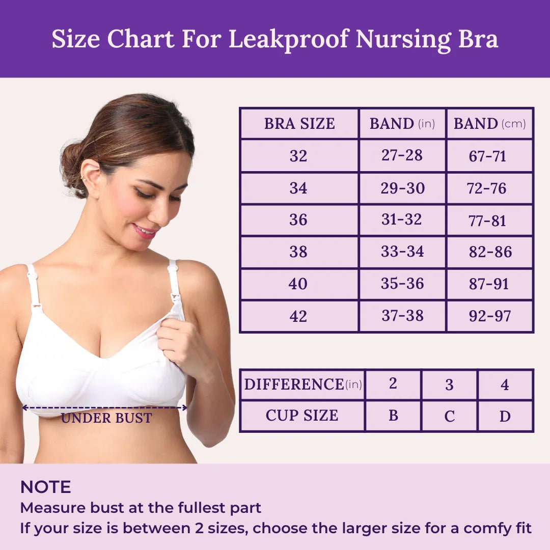 Size Chart For Leakproof Nursing Bra