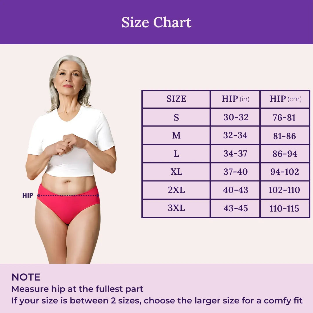 Size Chart For Leakproof Panty