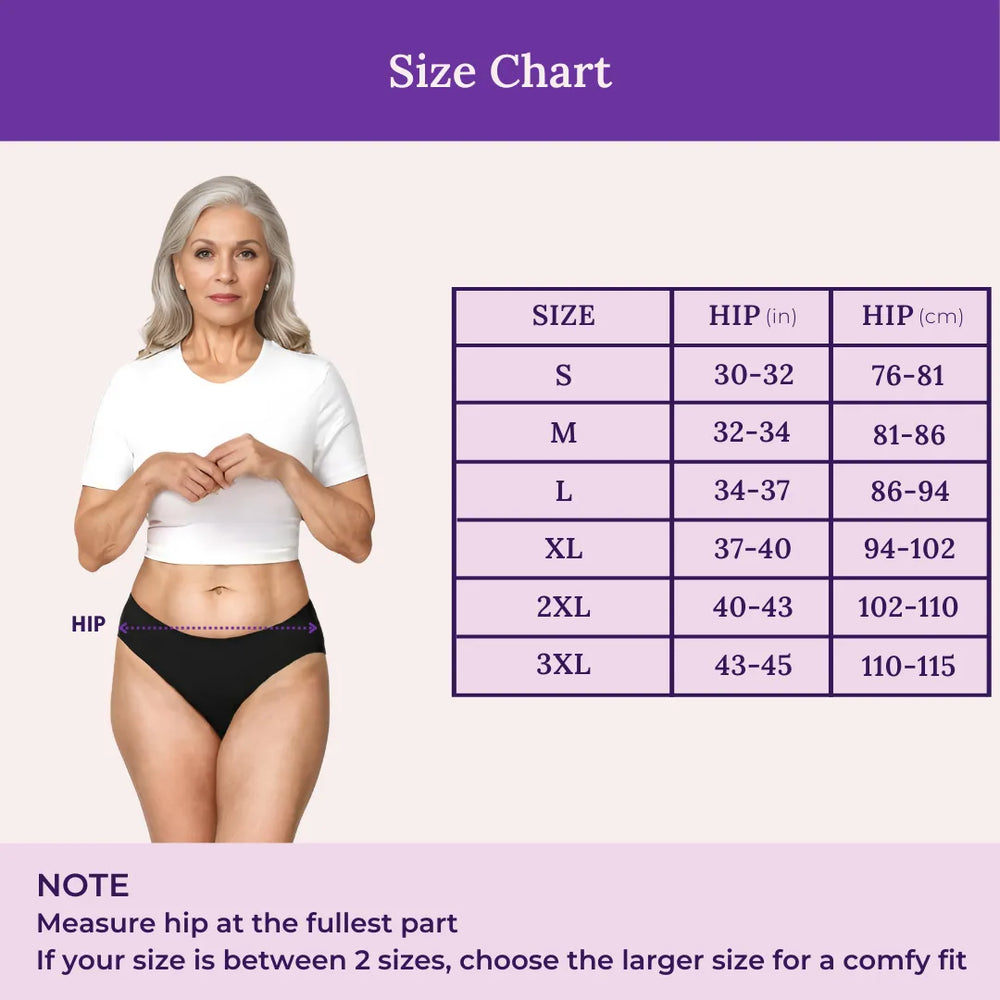 Size Chart For Leakproof Panty