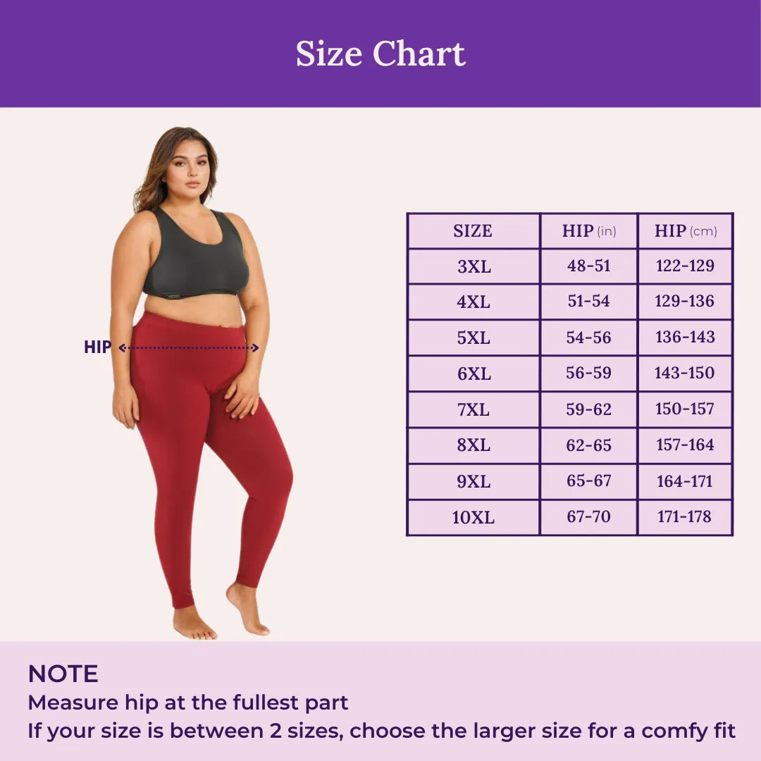 Size Chart For Leggings Maroon