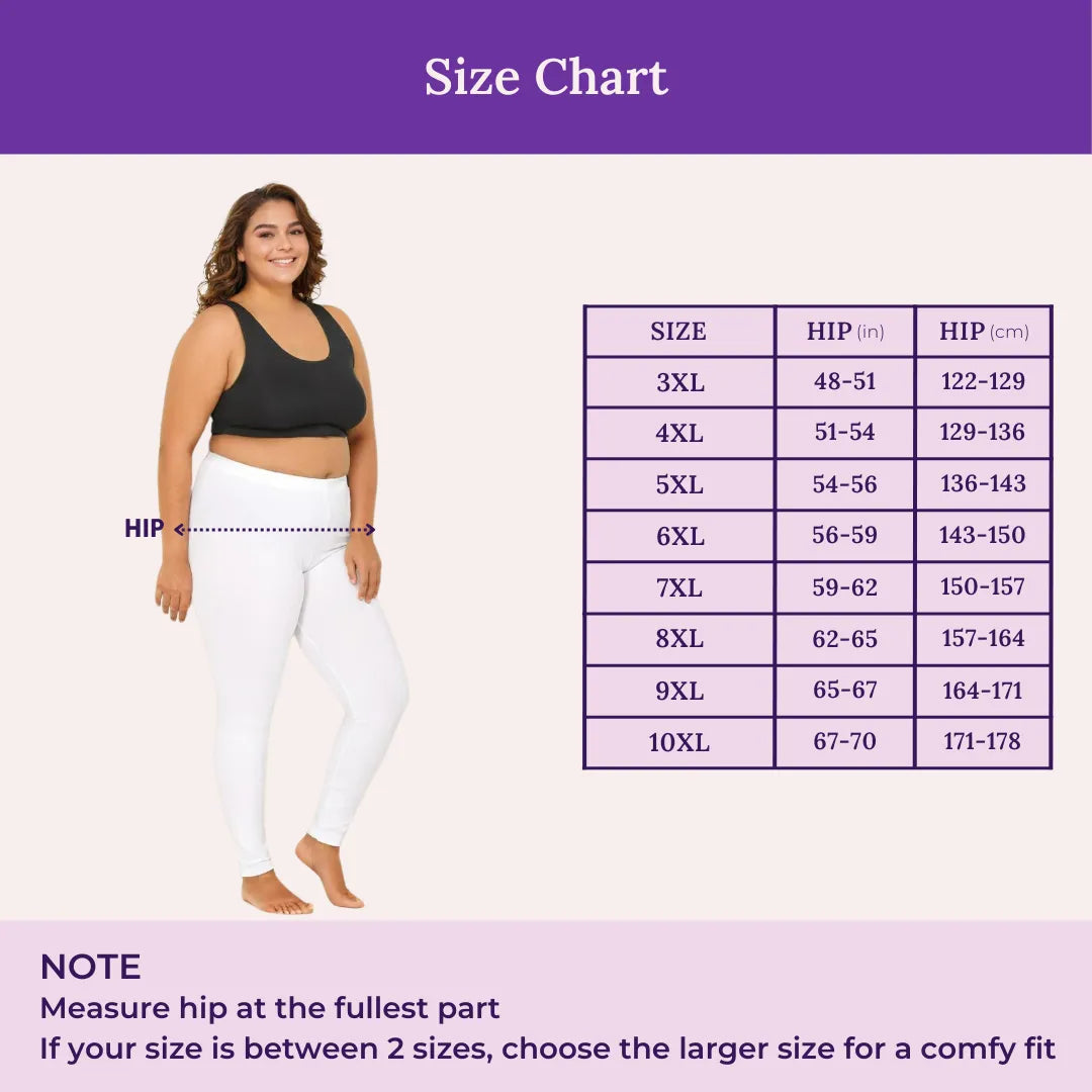 Size Chart For Leggings White