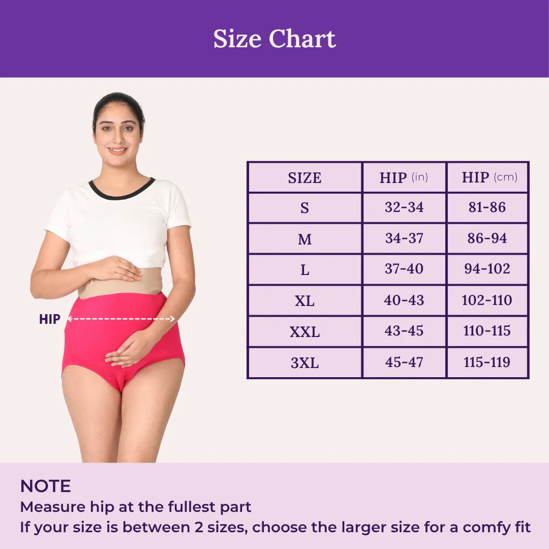 Size Chart For Maternity belly Panty