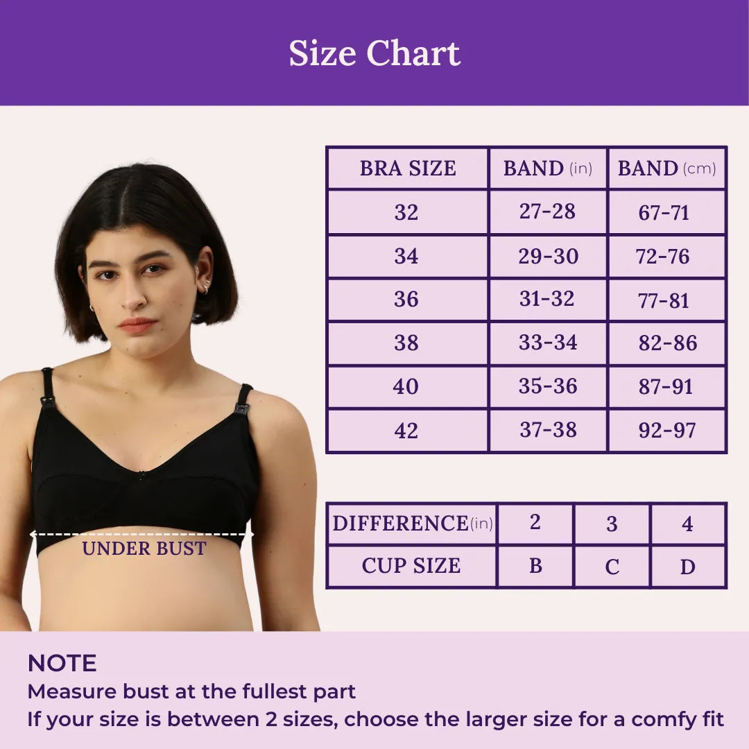 Size Chart For Nursing Bra