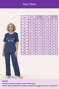 Size chart for clothing with a person wearing a airforce navy outfit