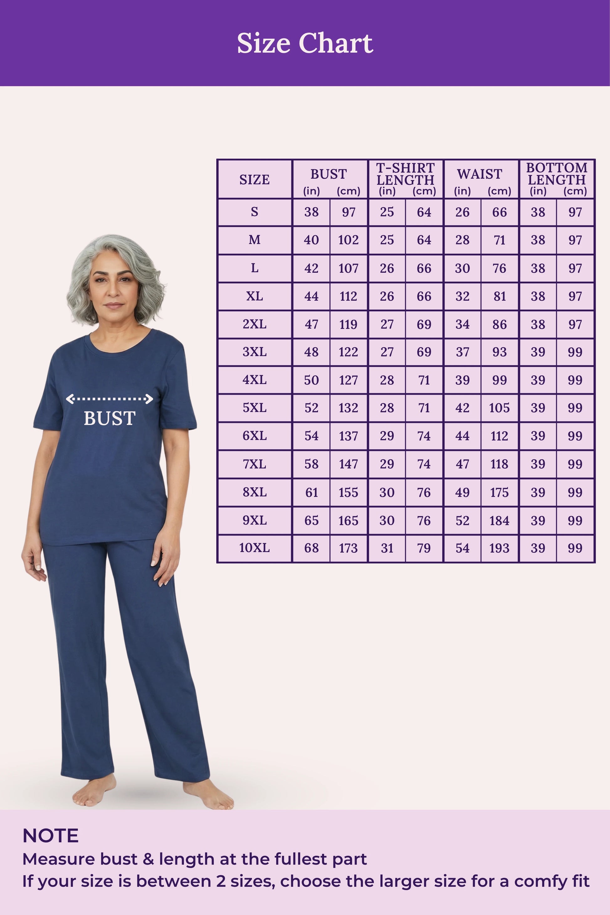 Size chart for clothing with a person wearing a airforce navy outfit