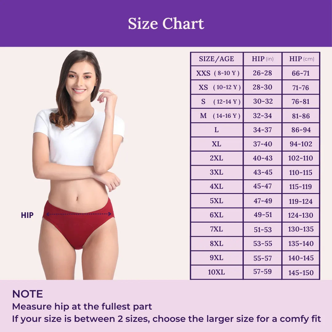 Size Chart For Period Hipster